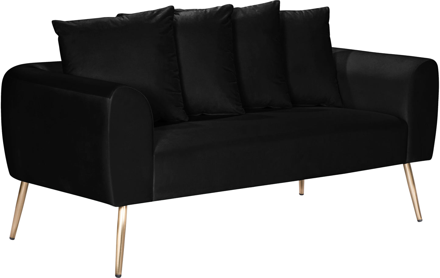 Quinn Black Velvet Loveseat