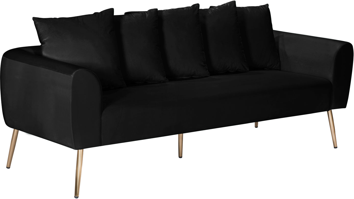Quinn Black Velvet Sofa