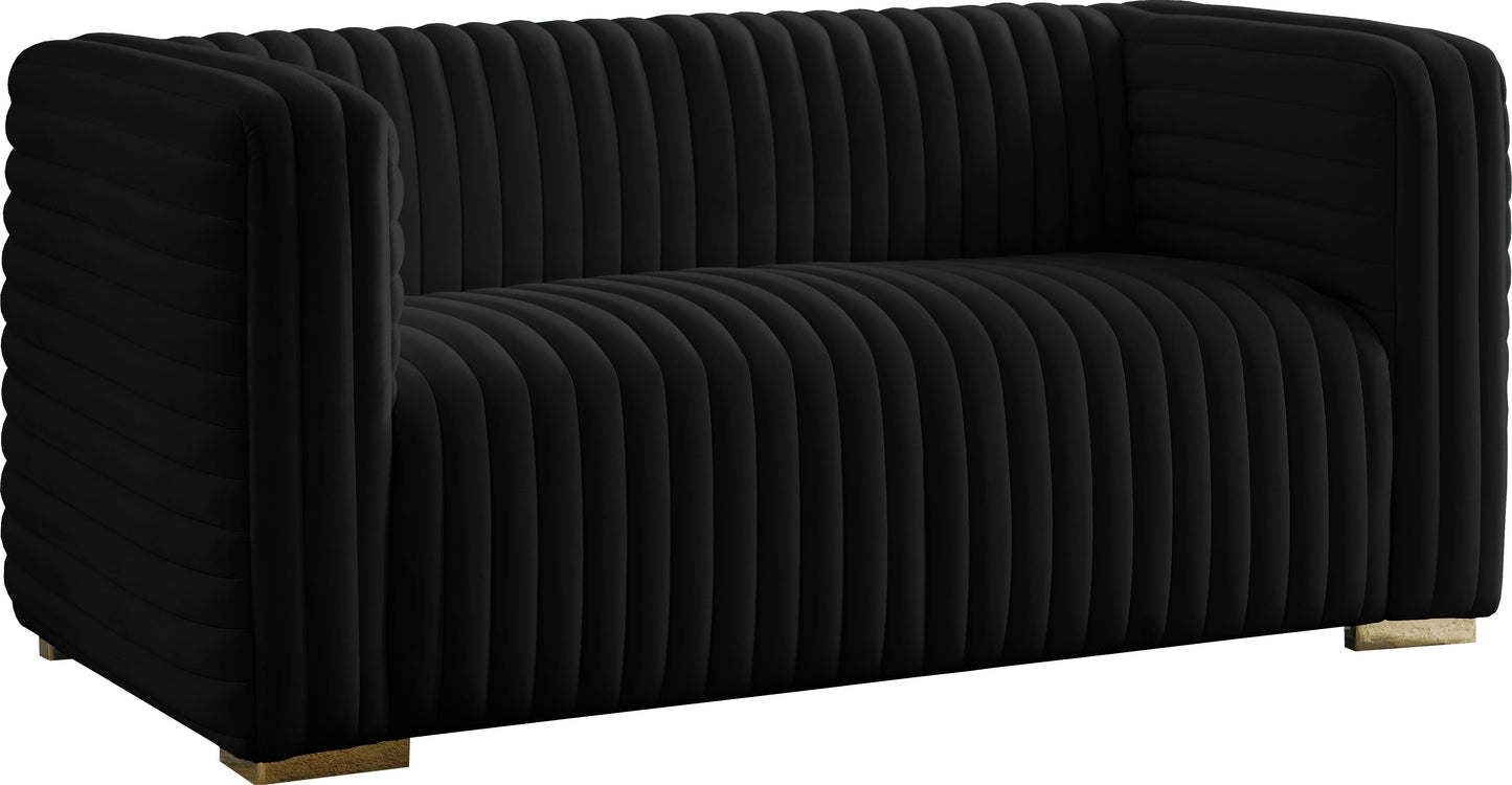 Ravish Black Velvet Loveseat