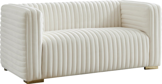 Ravish Cream Velvet Loveseat