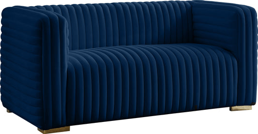 Ravish Navy Velvet Loveseat