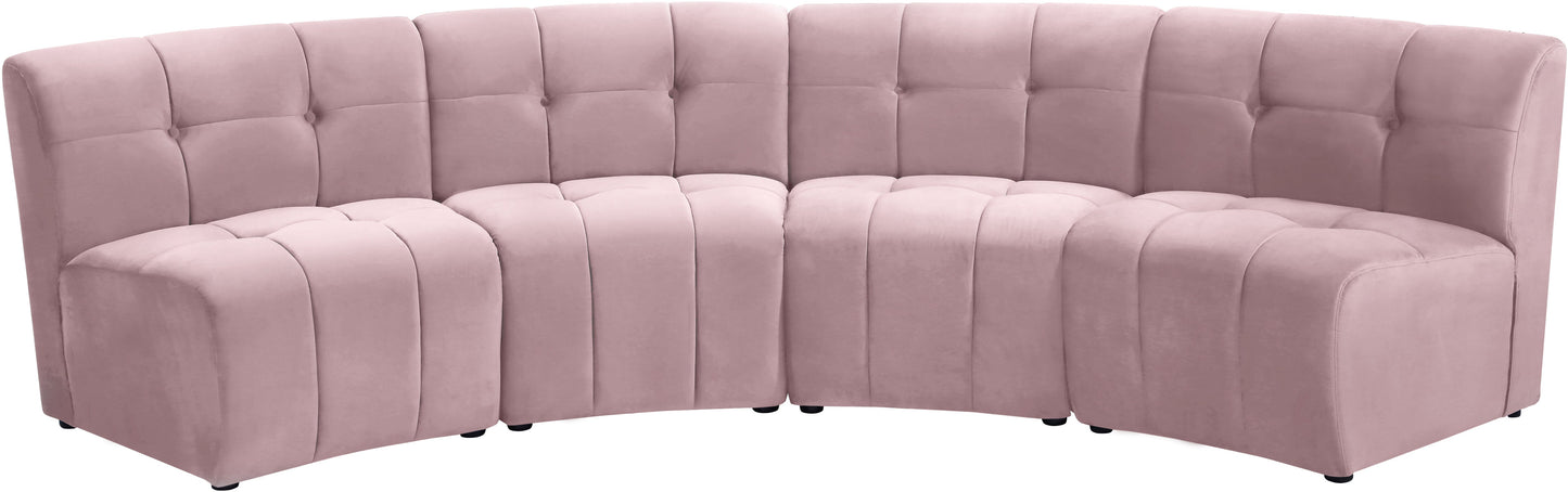 Limitless Pink Velvet 4pc. Modular Sectional