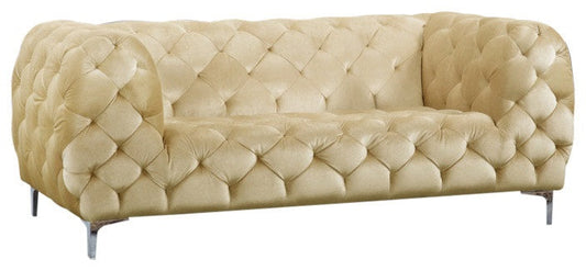 Mercer Beige Velvet Loveseat