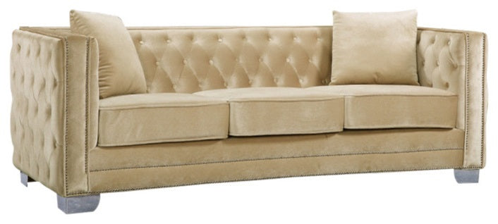 Reese Beige Velvet Sofa