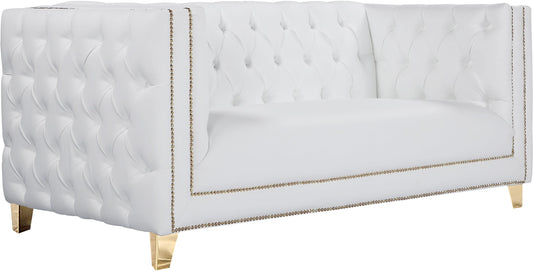 Michelle White Faux Leather Loveseat