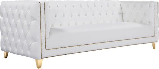 Michelle White Faux Leather Sofa