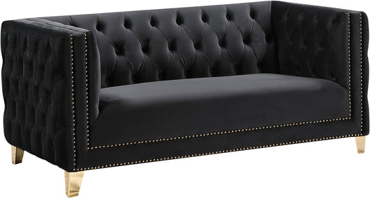 Michelle Black Velvet Loveseat