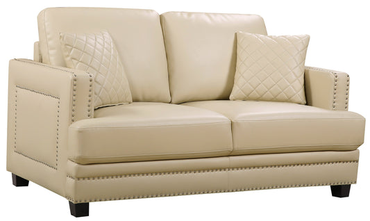 Ferrara Beige Faux Leather Loveseat