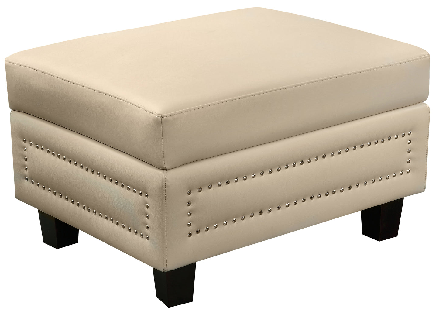 Ferrara Beige Faux Leather Storage Ottoman