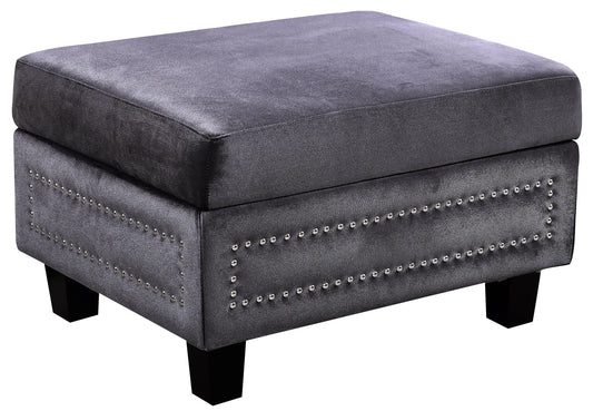 Ferrara Grey Velvet Storage Ottoman