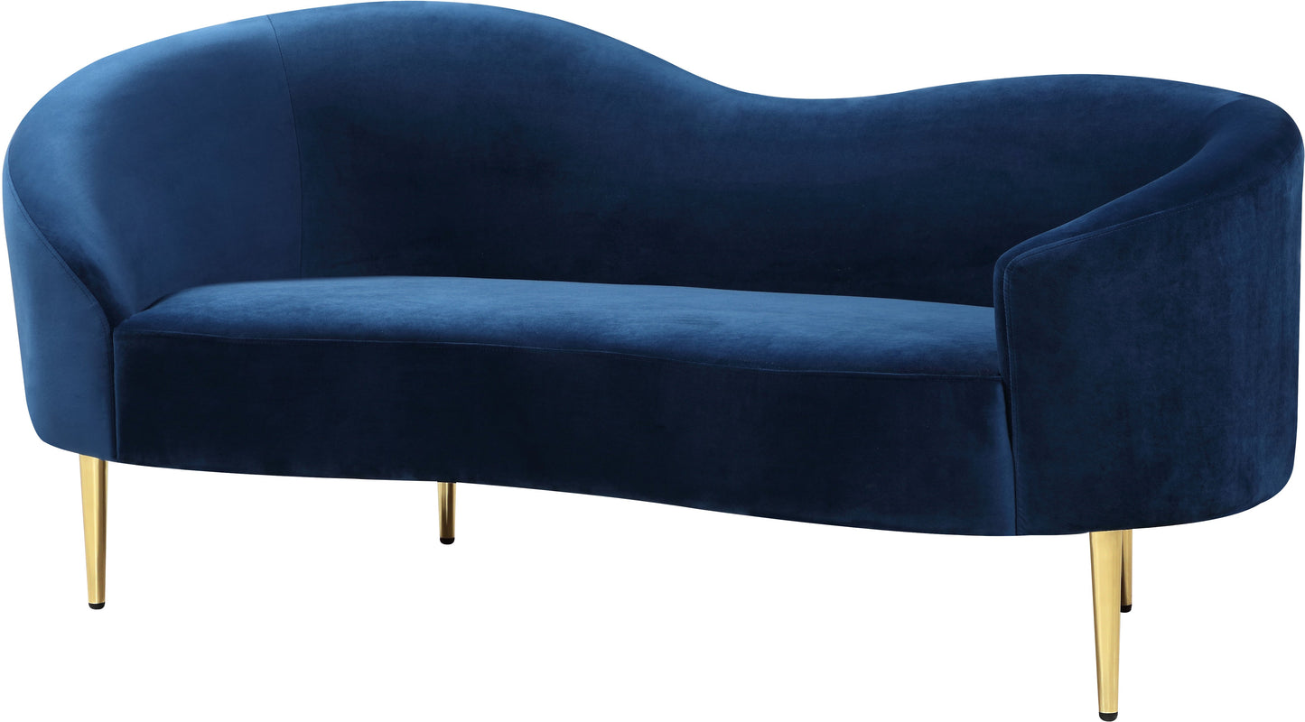 Ritz Navy Velvet Loveseat