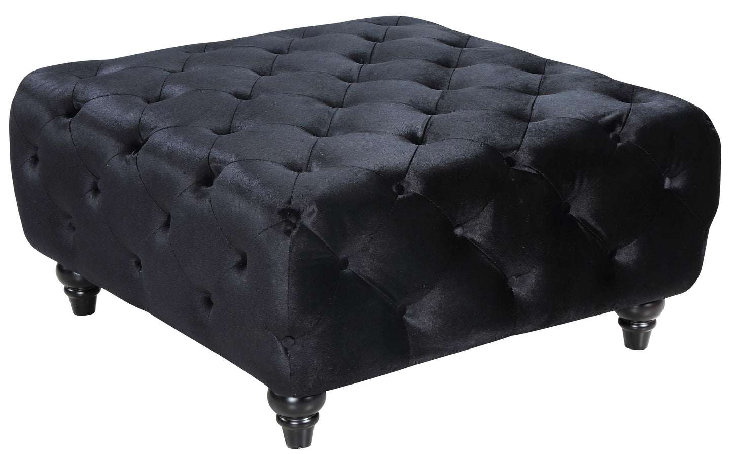 Chesterfield Black Velvet Ottoman