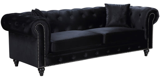 Chesterfield Black Velvet Sofa