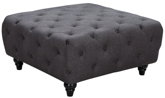 Chesterfield Grey Linen Ottoman