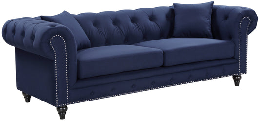 Chesterfield Navy Linen Sofa