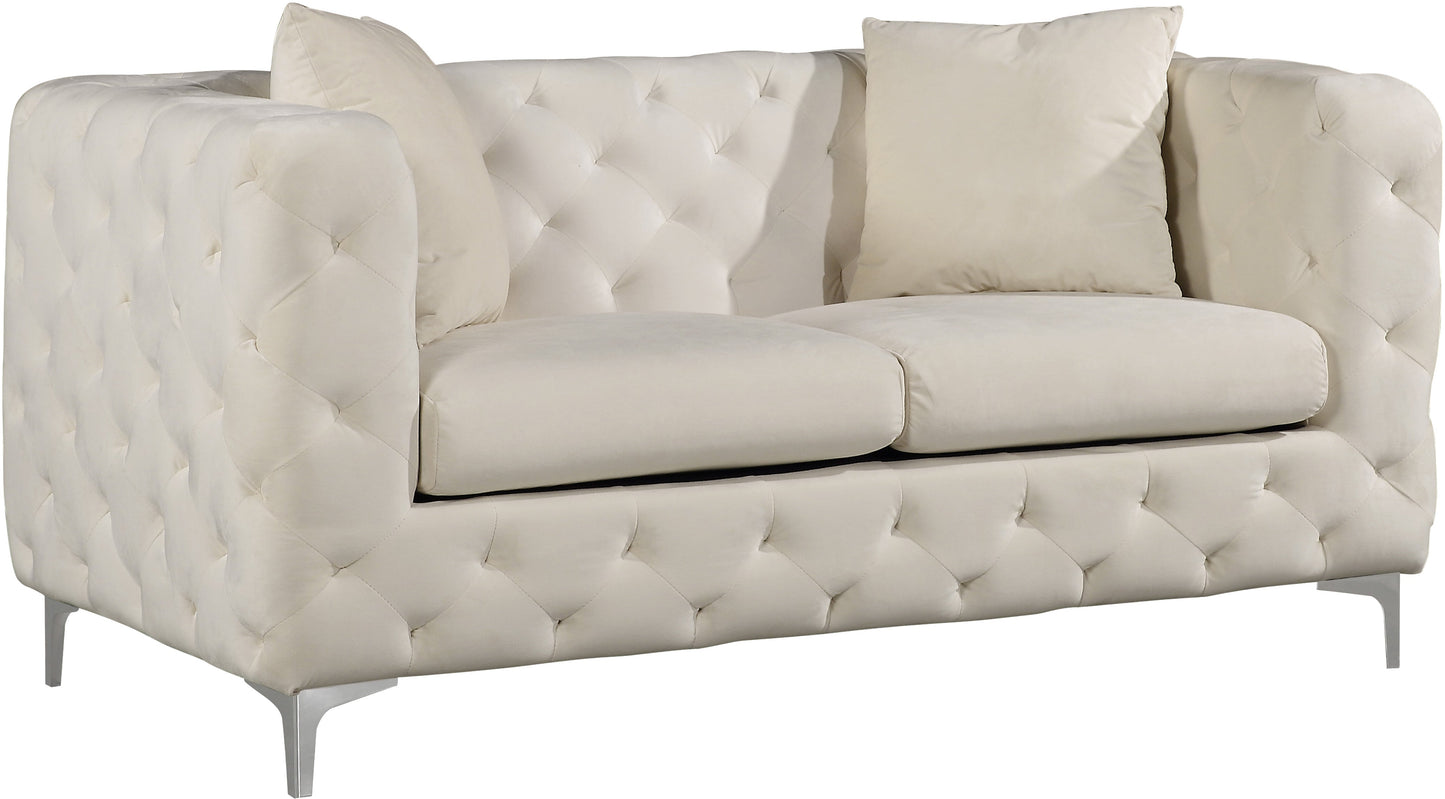 Scarlett Cream Velvet Loveseat