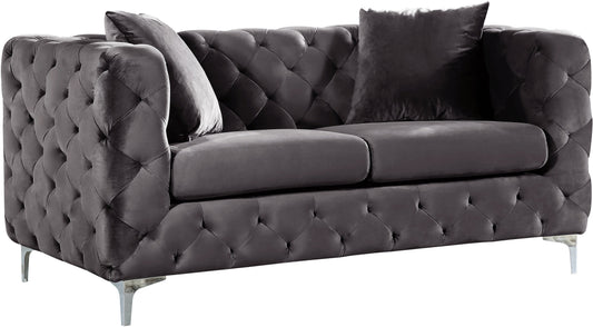 Scarlett Grey Velvet Loveseat