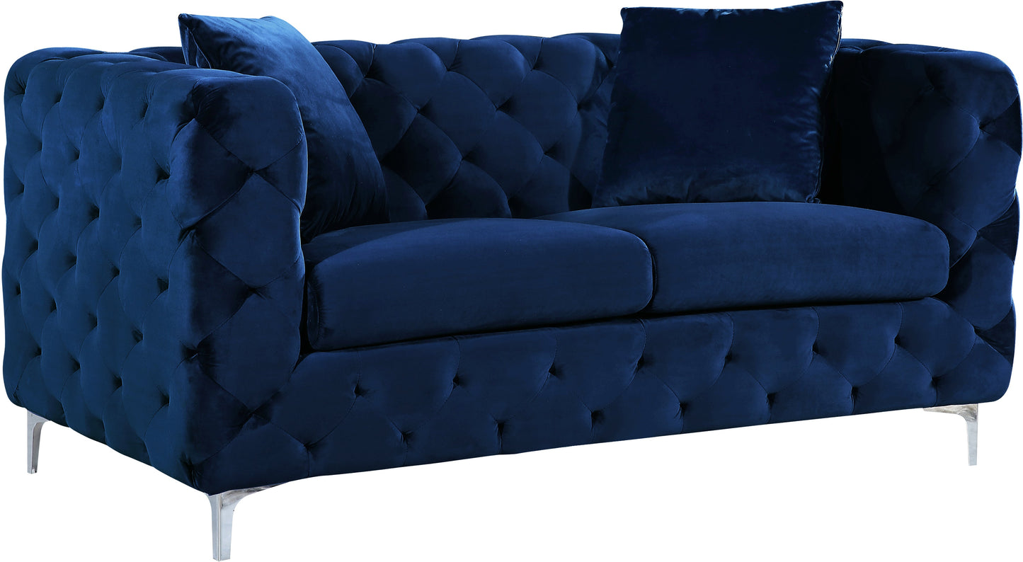 Scarlett Navy Velvet Loveseat