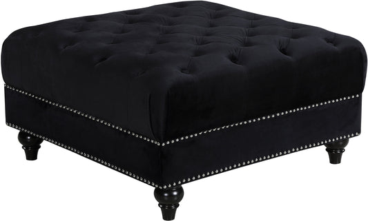 Sabrina Black Velvet Ottoman