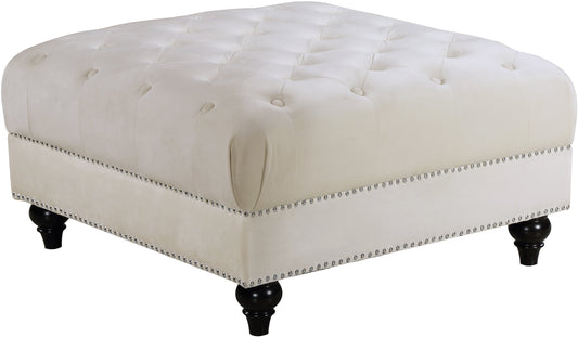 Sabrina Cream Velvet Ottoman