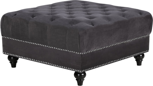 Sabrina Grey Velvet Ottoman