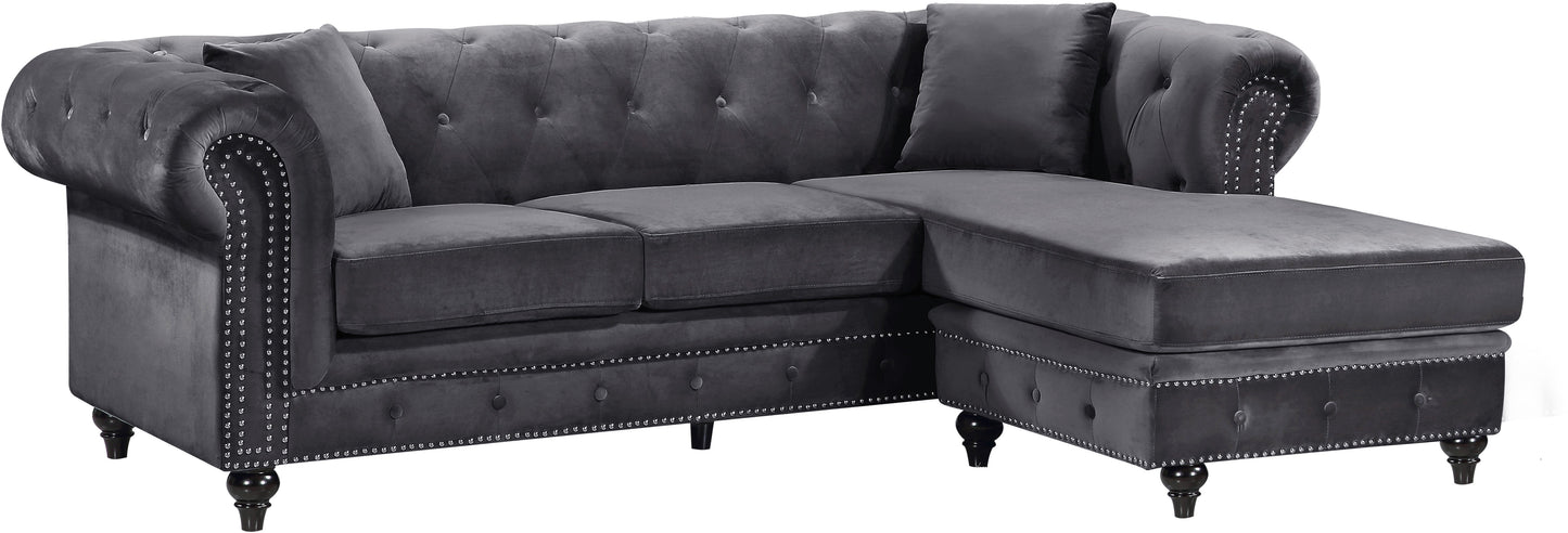 Sabrina Grey Velvet 2pc. Reversible Sectional