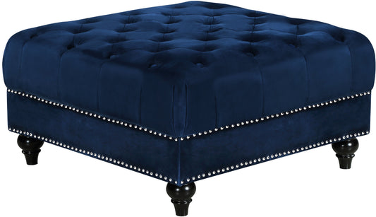 Sabrina Navy Velvet Ottoman