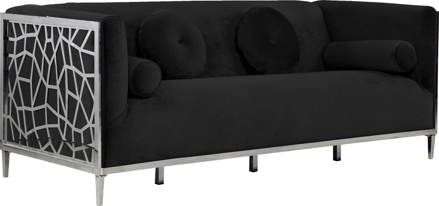 Opal Black Velvet Sofa