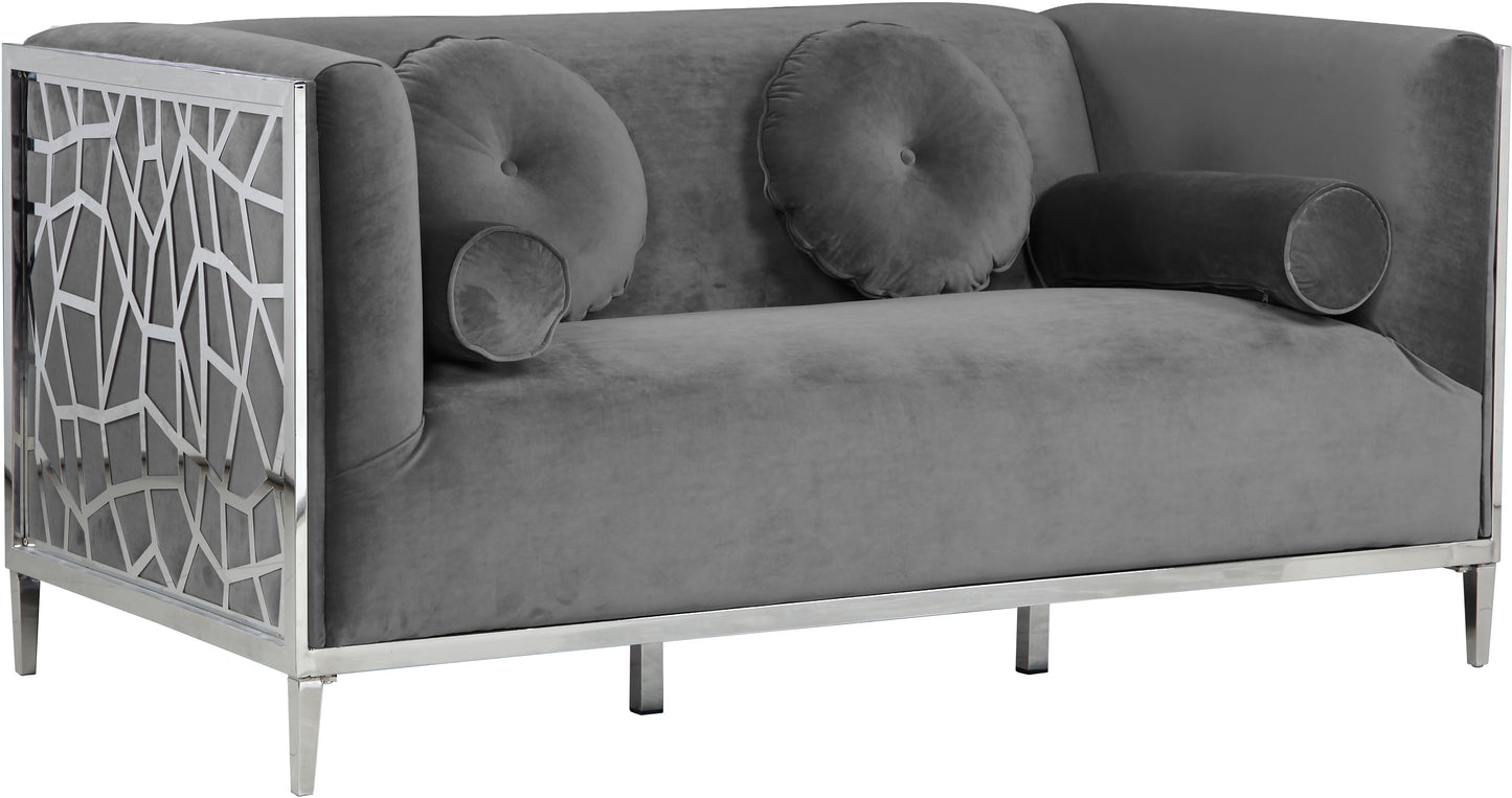 Opal Grey Velvet Loveseat