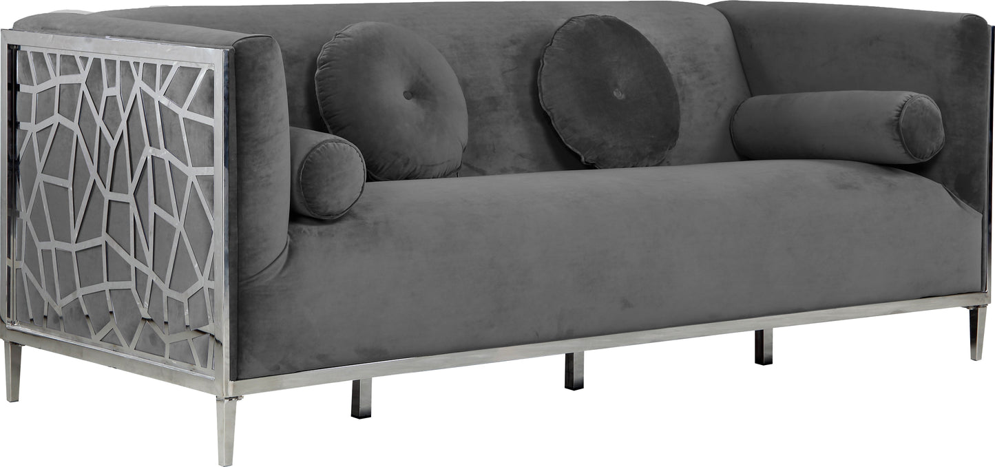 Opal Grey Velvet Sofa