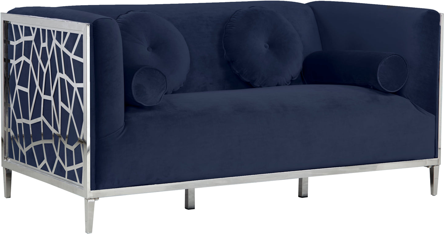 Opal Navy Velvet Loveseat