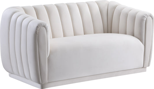 Dixie Cream Velvet Loveseat