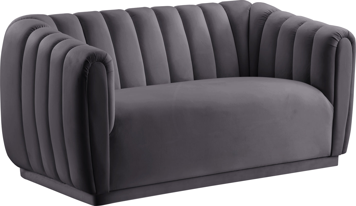 Dixie Grey Velvet Loveseat