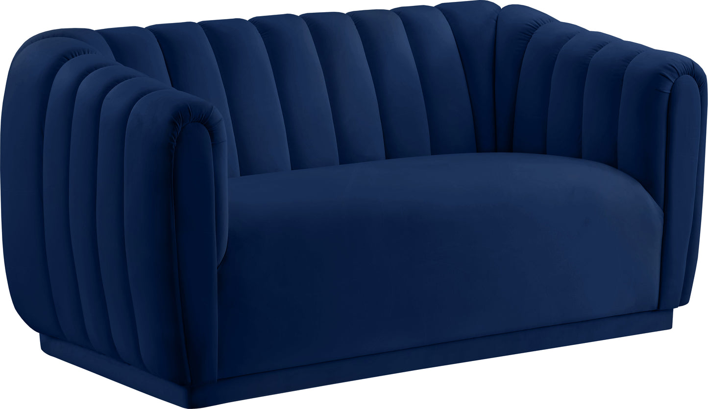 Dixie Navy Velvet Loveseat