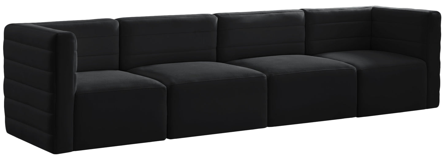 Quincy Black Velvet Modular Sofa