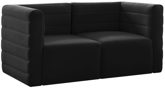 Quincy Black Velvet Modular Sofa