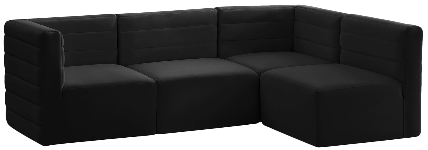 Quincy Black Velvet Modular Sectional