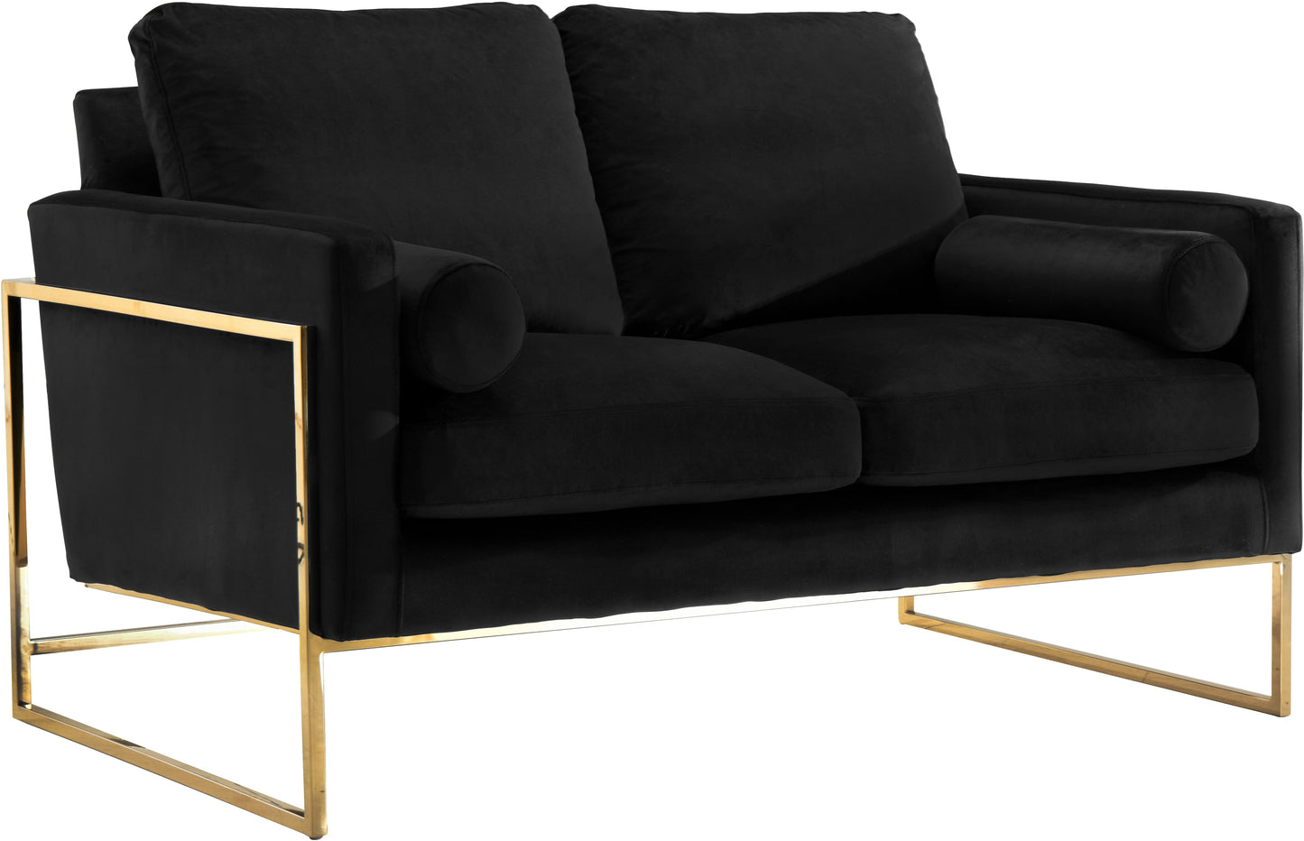 Mila Black Velvet Loveseat