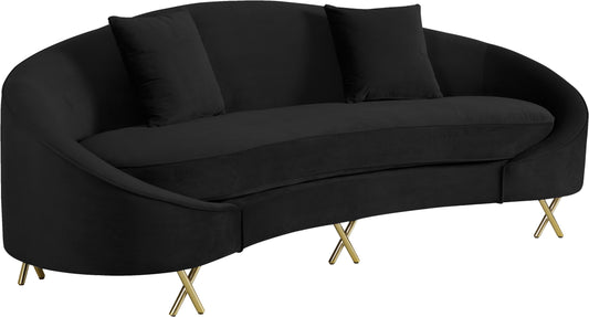 Serpentine Black Velvet Sofa