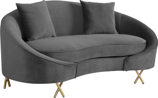 Serpentine Grey Velvet Loveseat