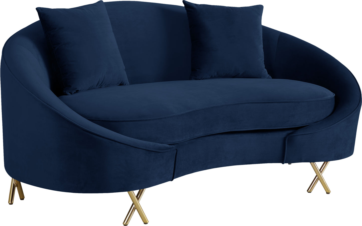 Serpentine Navy Velvet Loveseat