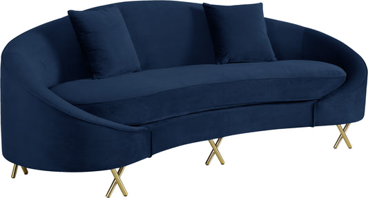 Serpentine Navy Velvet Sofa