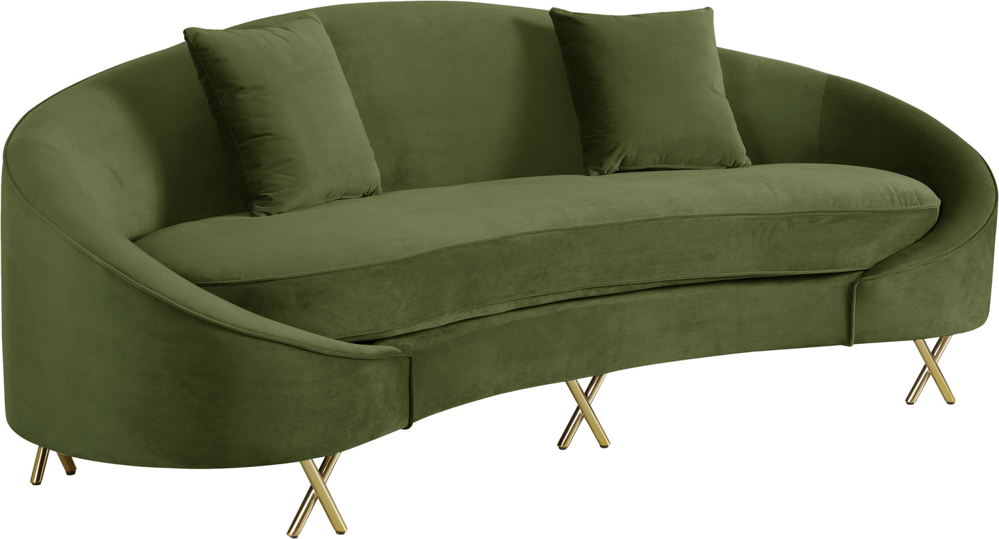 Serpentine Olive Velvet Sofa