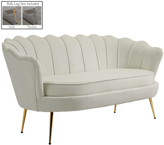 Gardenia Cream Velvet Loveseat