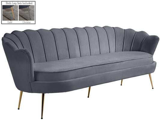 Gardenia Grey Velvet Sofa