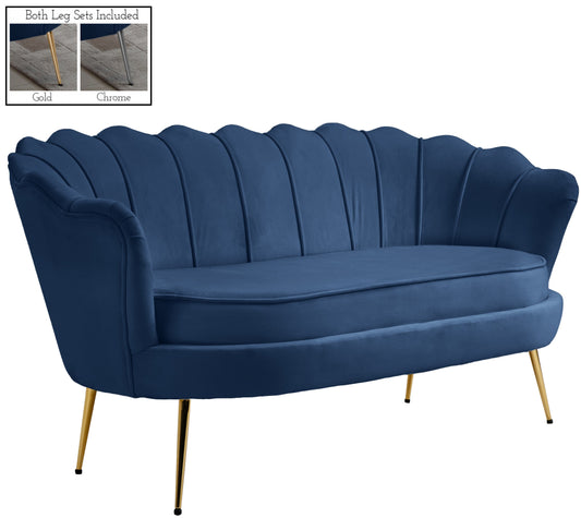 Gardenia Navy Velvet Loveseat