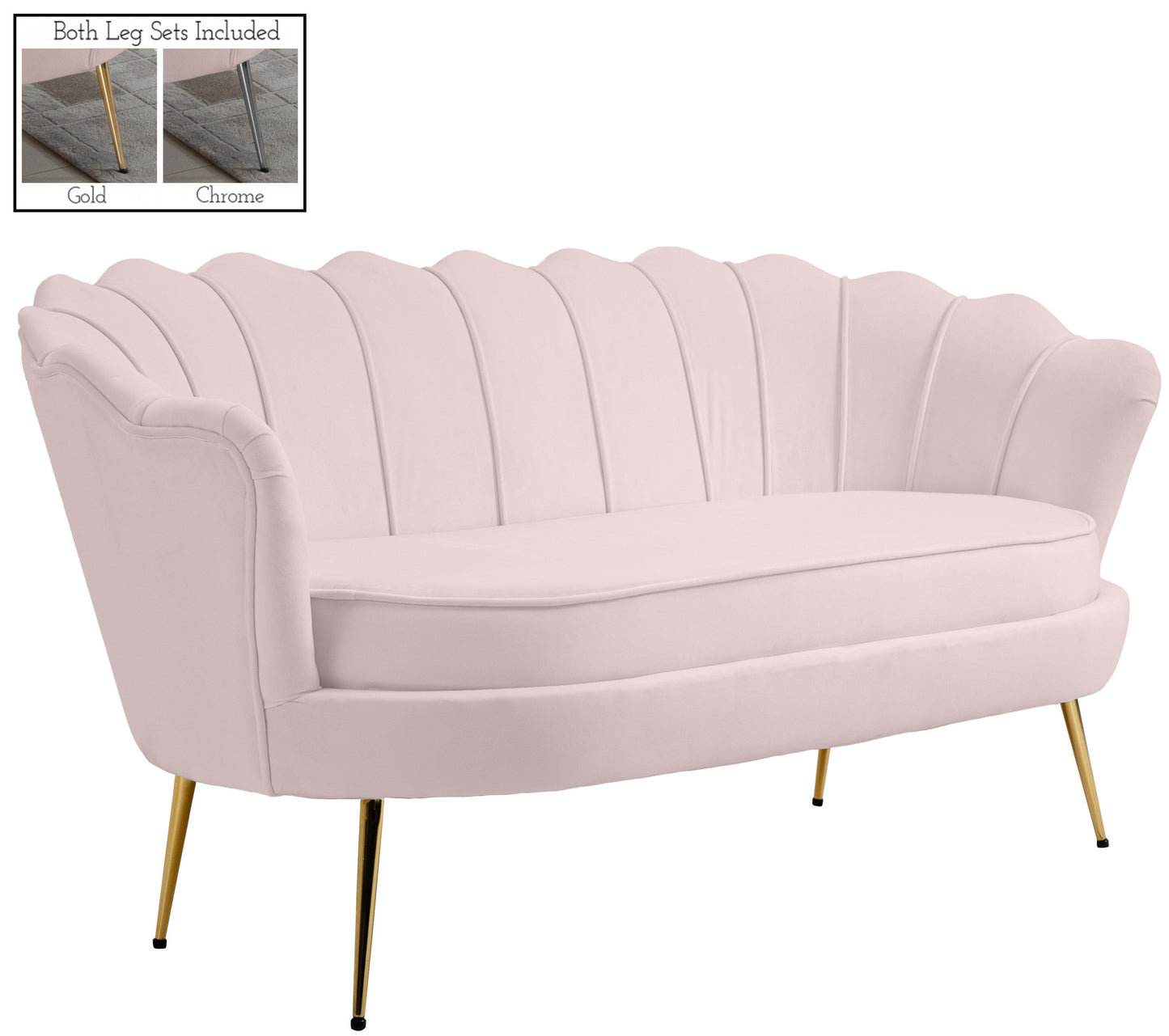 Gardenia Pink Velvet Loveseat