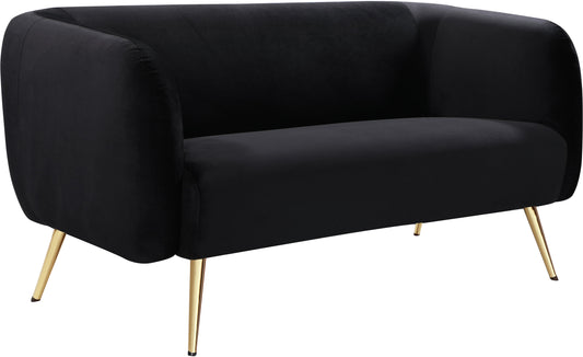 Harlow Black Velvet Loveseat