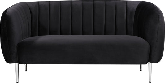 Willow Black Velvet Loveseat