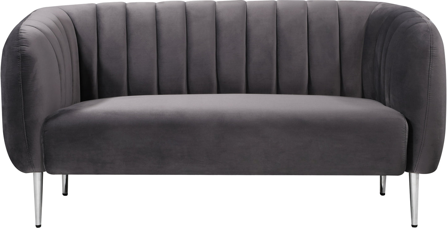 Willow Grey Velvet Loveseat